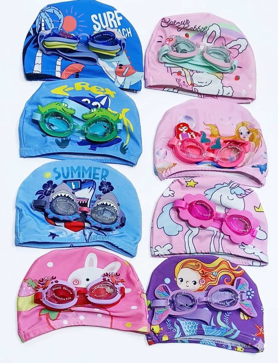 Kids' Fun Character Swimming Set: Cap & Goggles