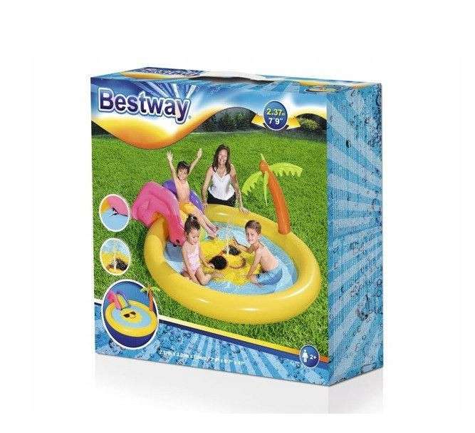 Bestway Inflatable Sun-Print Kiddie Pool with Slide - 201x104 cm