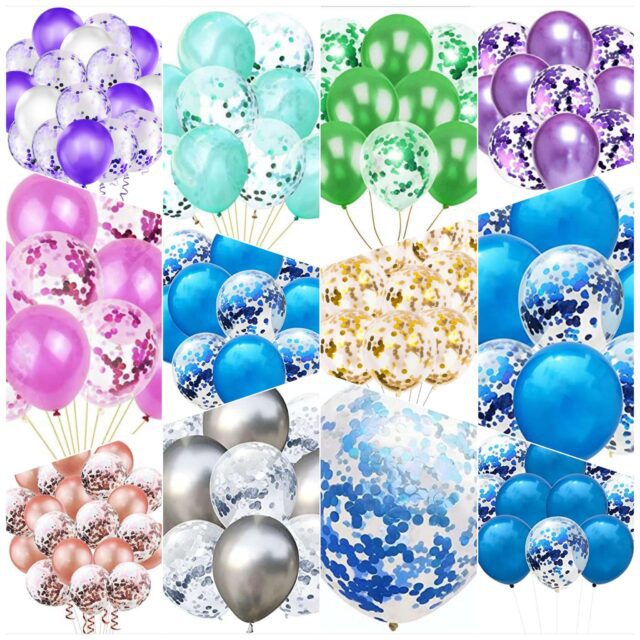 10 Transparent Latex Paper Balloon Confetti Sequin Balloon Birthday Party Decoration Romantic Birthday Party Balloon Set