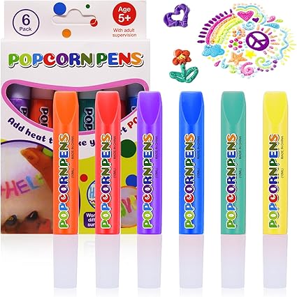 Pop Corn Magic Pens Set, Puffy Pen and Felt, Creative Pens for Colorful Drawing