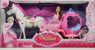 Princess Doll with Horse and Carriage, Pink color