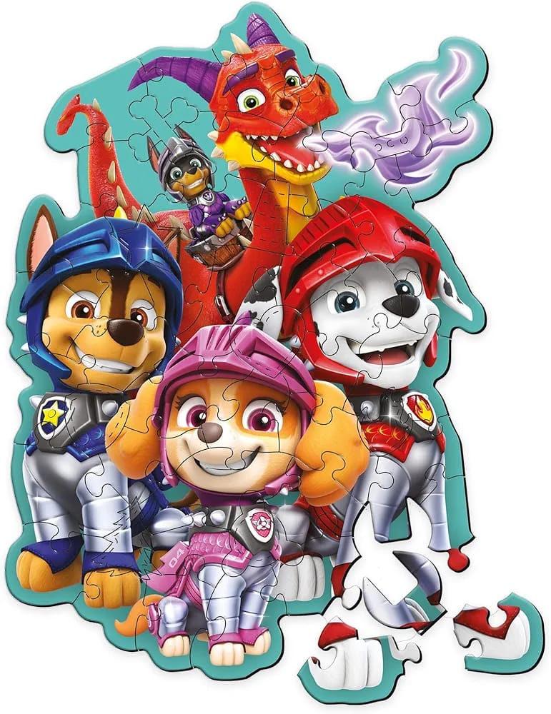 Trefl - Wooden Puzzle: Paw Patrol, The Adventures with Paw Patrol - 50 Pieces, Wooden Puzzle, Irregular Shapes, 10 Figures, for Children