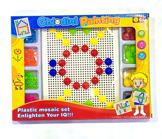 Chiodini Painting Plastic Mosaic Set, Educational Pegboard Game with Colourful Pegs, Creative Learning Toy for Kids