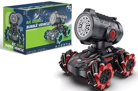 RC Stunt Bubble Car, Remote Control Vehicle with Rotating Wheels, LED Light, Black and Red
