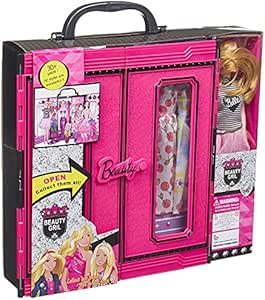 DOLL WITH CLOTHES CLOSET DRESSING ROOM FOR DOLLS IN THE BEAUTY GIRL SUITCASE