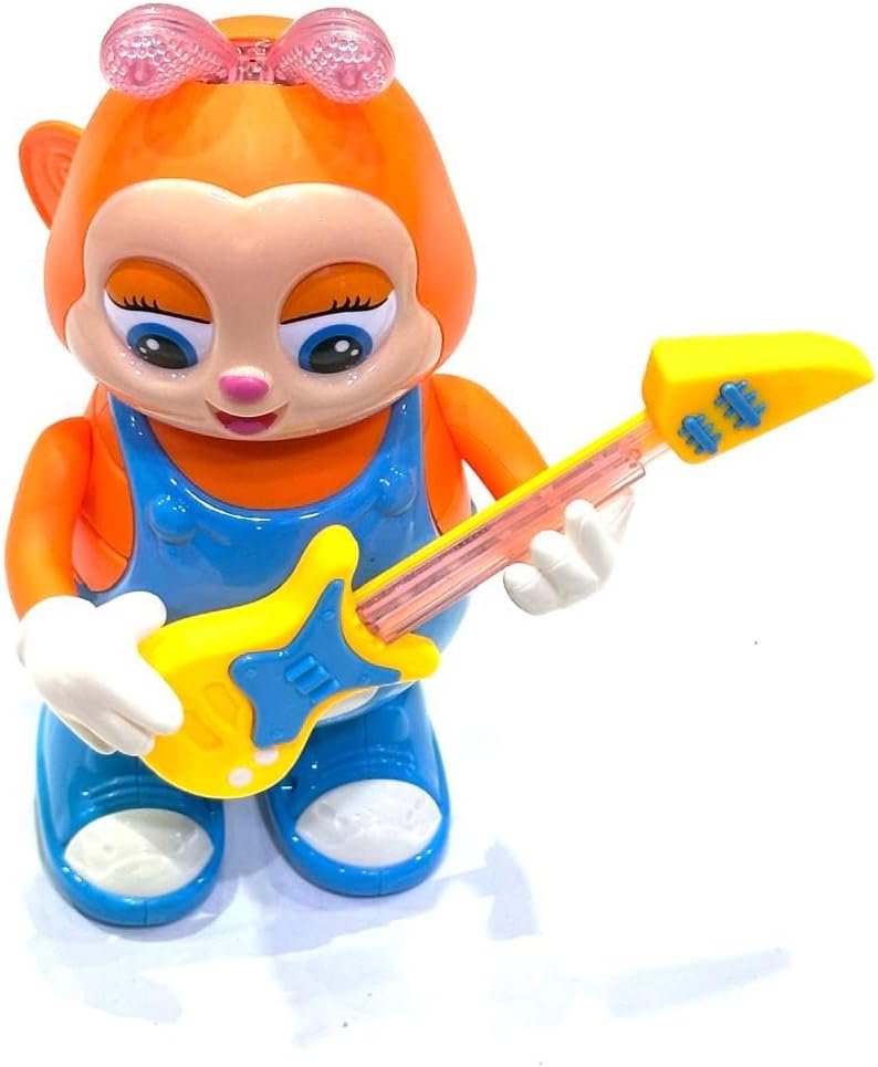 Musical Toy Cat Figurine with Guitar