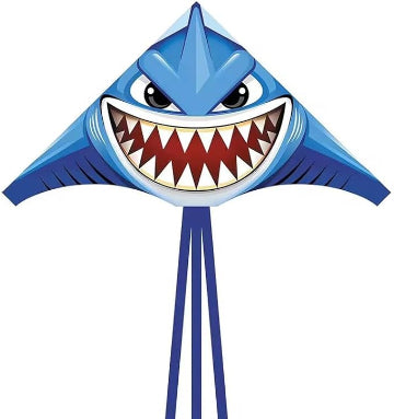 Kids Shark Kite, Blue Delta Design with Grinning Face, Outdoor Flying Toy130*65