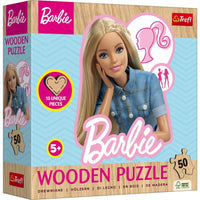 Trefl Puzzles - "50 Wood Craft Junior" - Beautiful Barbie/Mattel, Barbie