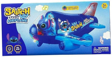 Stitch Stunt Airplane Toy with Lights and Sound, 360° Rotation, Blue, Ages 3+
