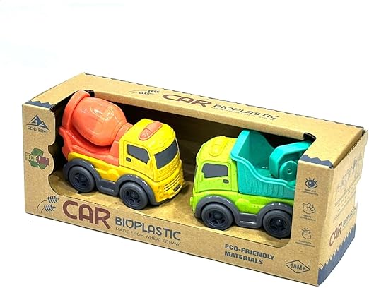 Car Bioplastic Construction Toy Trucks Set, 2 Pieces, Made from Wheat Straw, 18+ Months