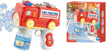 Fire Fighting Bubble Blower Toy Truck, Light Up Wheels, Ages 3+, Red