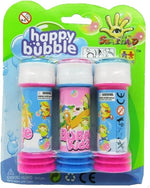 Happy Bubble Kids Bubble Solution Set, Pack of 3 Bottles, Pink and Blue