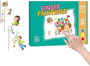 Washable Finger Paint for Kids,Non Toxic Toddlers Art Painting Supplies Gift,30 Sheets 12 Assorted Colors