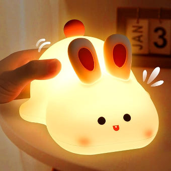 Umikk Soft Touch Silicone Rabbit Night Lamp, USB Rechargeable LED Night Light, Warm Glow, Dimmable, Touch Control, BPA-Free Silicone, Perfect for Children's Room, Bedside Lamp