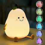 OVIARA Pear Silicone Lamp for Girls Boys Baby Room Decor, Cute Nursery Décor Gifts Silicone Night Light for Bedroom 7 Color Change LED Lamp