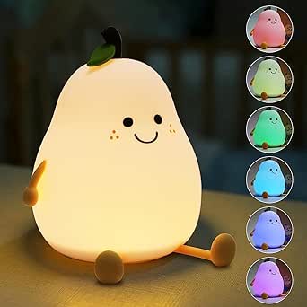 OVIARA Pear Silicone Lamp for Girls Boys Baby Room Decor, Cute Nursery Décor Gifts Silicone Night Light for Bedroom 7 Color Change LED Lamp
