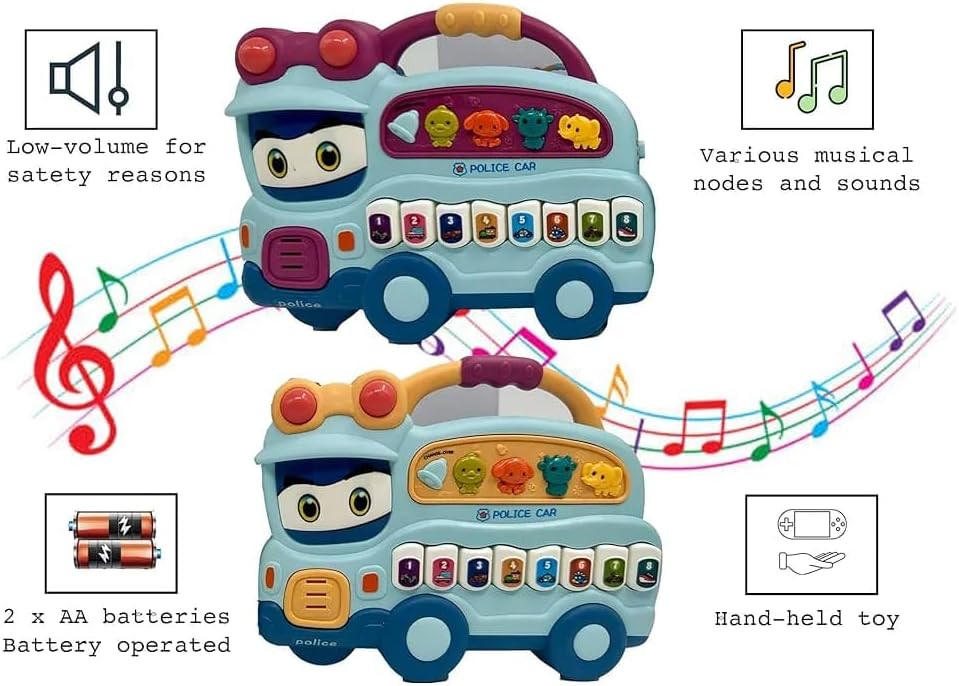Musical Police Car Piano Toy, Educational Learning Keyboard