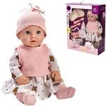 16-Piece Baby Doll Set with Pink Knit Outfit, Butterfly Print Dress and Accessories