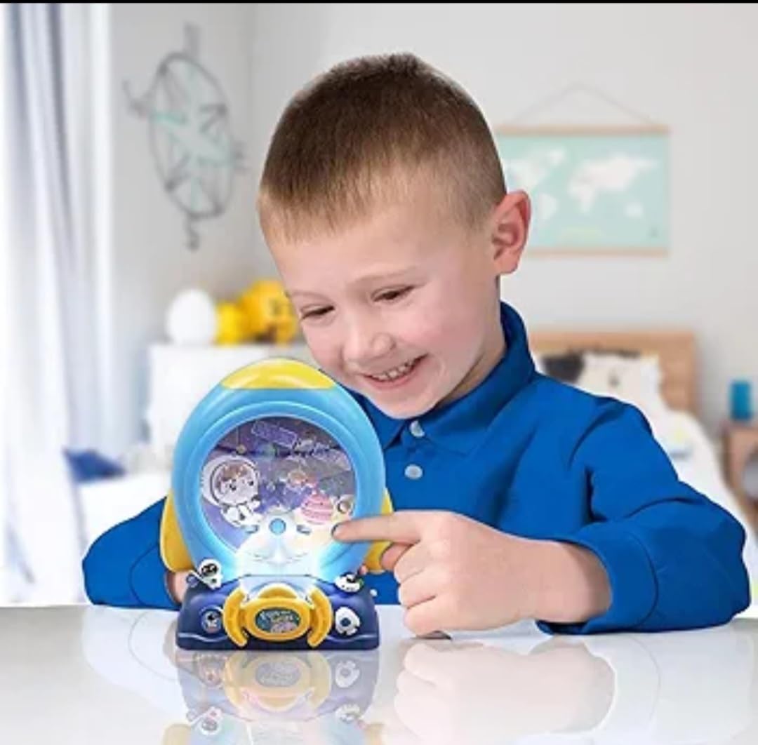 Space Theme Baby Light Projector Toy, Interactive Learning Game with Steering Wheel, Educational Musical Toy for Infants