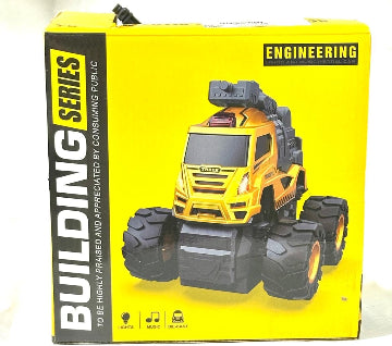 Balha Toys Building Truck, Die-Cast Construction Vehicle with Lights and Music, Yellow