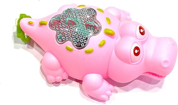Cute Baby Crocodile Bath Toys, Colourful Floating Animals with Hanging Loop (pink)