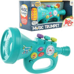 Baby Musical Trumpet Toy with Lights and Songs, Interactive Learning Instrument, Turquoise