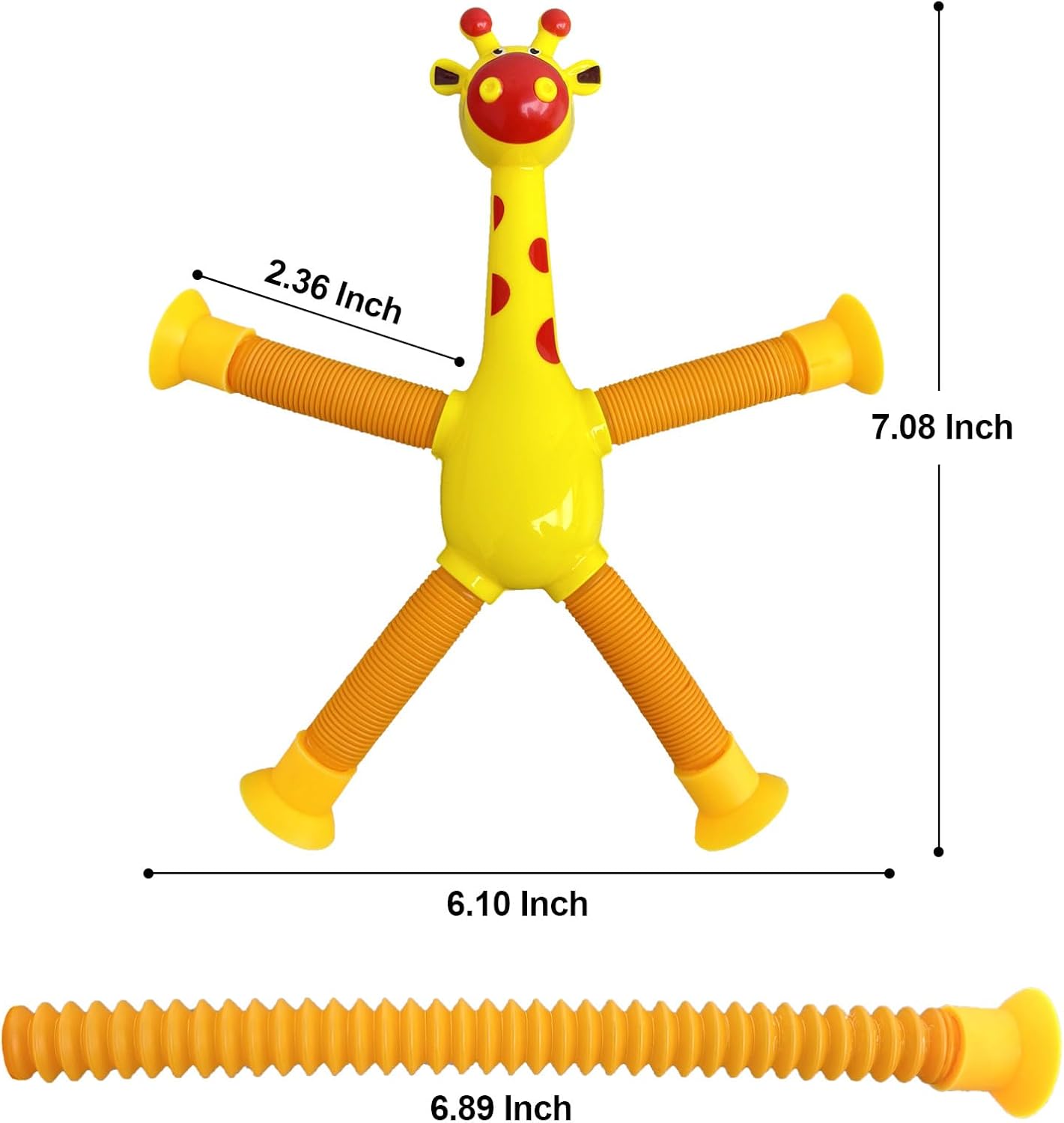 TOMFANCY Suction Cup Pop Tubes Giraffe Toy 4PCS, Telescopic Sensory Fidget Toys Funny Shape Changing for Kids Boys Girls Adult Giraffe