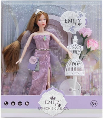Emily Fashion Doll with Purple Evening Gown, Dress Stand and Accessories, 3+ Years
