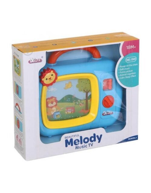 Baoli Melody Music TV, Educational Musical Toy with Animal Recognition, Soft Music, Sleep Effect, 18+ Months, Pink