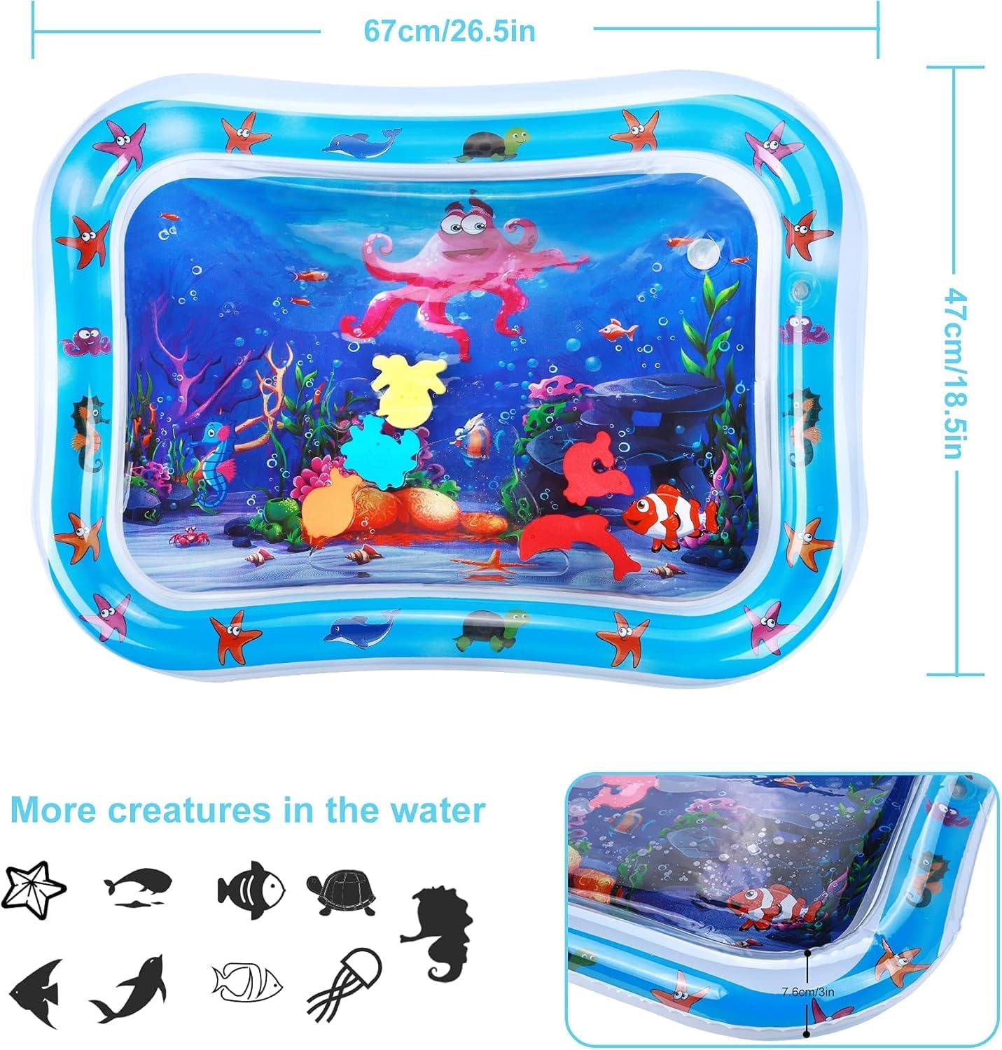 Inflatable Tummy Time Water Mat Baby