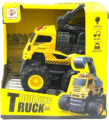 Balha Toys Building Truck, Die-Cast Construction Vehicle with Lights and Music, Yellow
