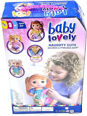 Baby Lovely Naughty Cute Doll with 12 Sounds & Phrases, Interactive Baby Doll with Accessories, Ages 3+