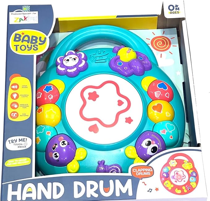 Baby Musical Hand Drum Toy with Lights and Sounds, Interactive Learning Drum with Clapping Feature, Educational Musical Toy for Toddlers