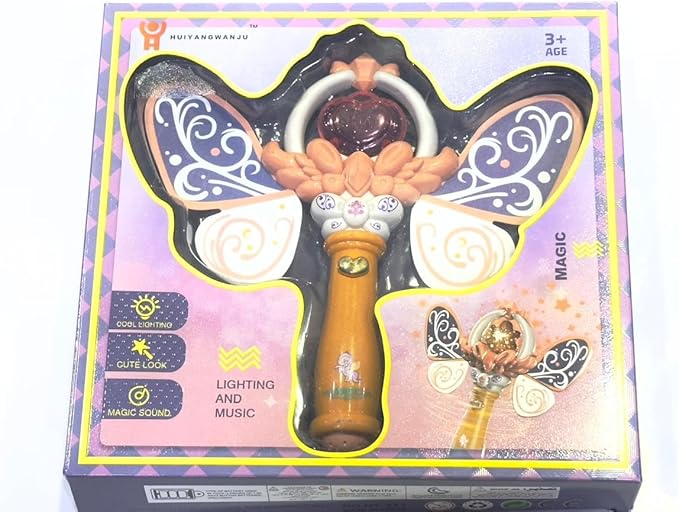 Magical Butterfly Wand with Lights and Sound Effects, Musical Light-up Toy for Kids 3+