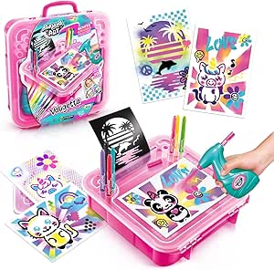 Airbrush Art AIR 017- Airbrush Activity Case Set with Paint Spray Gun and Paint Markers, 1 Set, Multi-Colour