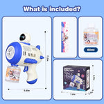 kramow Bubble Gun For Kids, Bubble Machine with 80 ml Bubble Solution, Lights, Toy for Outdoor Gift for Kid Boys Girls Birthday Party, Blue