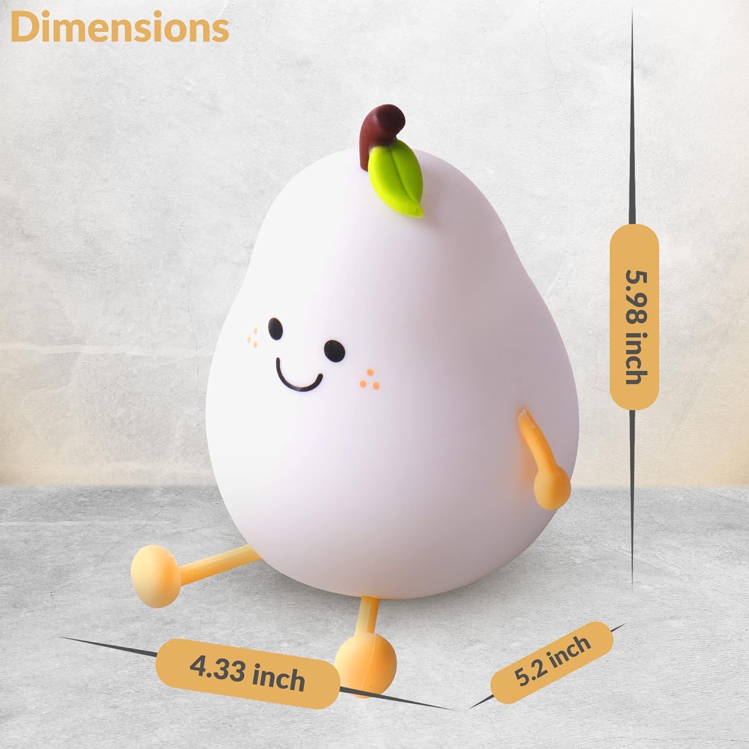 OVIARA Pear Silicone Lamp for Girls Boys Baby Room Decor, Cute Nursery Décor Gifts Silicone Night Light for Bedroom 7 Color Change LED Lamp