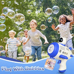 kramow Bubble Gun For Kids, Bubble Machine with 80 ml Bubble Solution, Lights, Toy for Outdoor Gift for Kid Boys Girls Birthday Party, Blue
