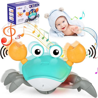 Anveltech Krabbelnde Krabbe Baby Spielzeug,Krabbeln Spielzeug mit Automatischer Vermeidung Krabbelndes Krabbenspielzeug für Babys mit Lichter und Musik Motorikspielzeug für Jungen und Mädchen