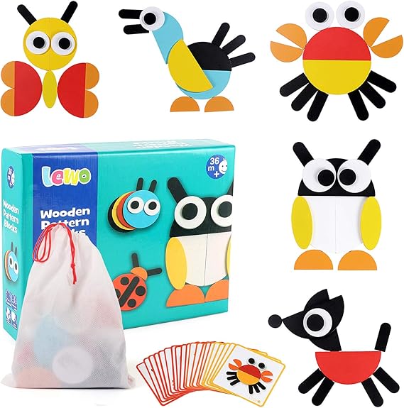 Wooden geometric puzzle blocks