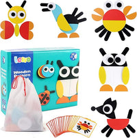 Wooden geometric puzzle blocks