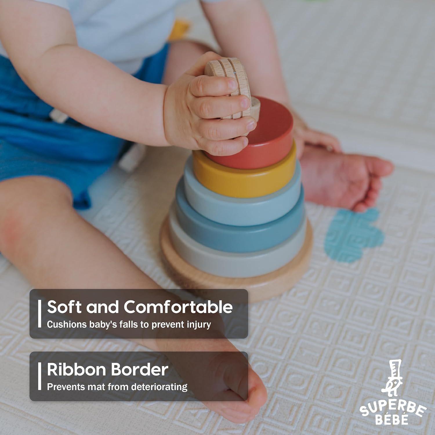 Foldable Reversible Play Mat for Baby 160 x 180 x 1 cm - Thick Foam