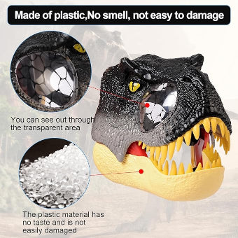 Dacnod Dinosaur Mask,Dino Mask,Dino T-Rex Realistic Teeth with Movable Jaw Props Tyrannosaurus Half Masks Christmas Toys Kid (Grey)