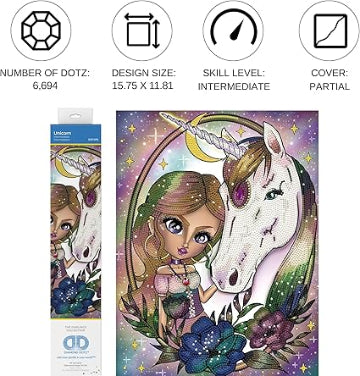 DIAMOND DOTZ ® - Unicorn, Partial Drill, Round Dotz, Diamond Painting Kits, Diamond Art Kits for Adults, Gem Art, Diamond Art, Kits, 15.8