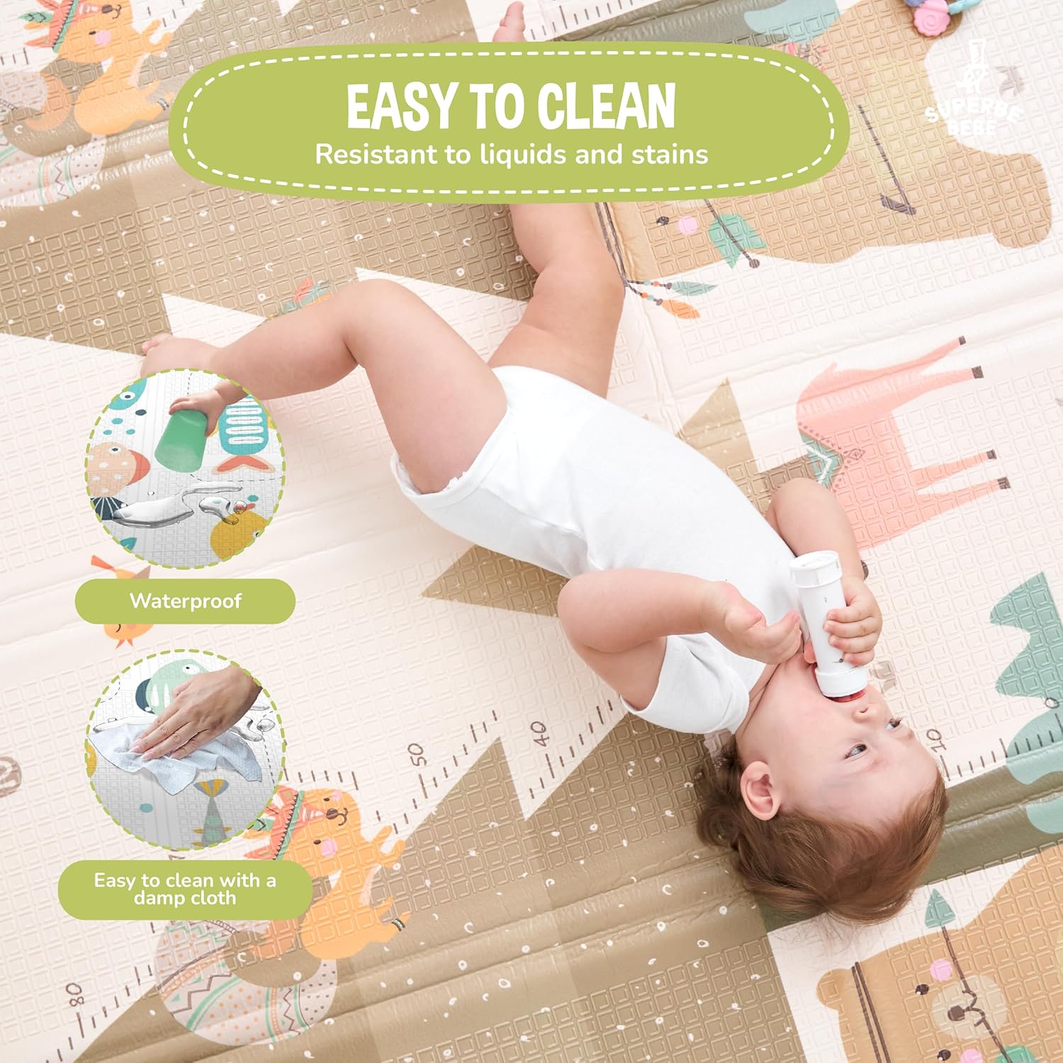 Children's Play Mat Thick Foam Foldable Reversible Floor Mat