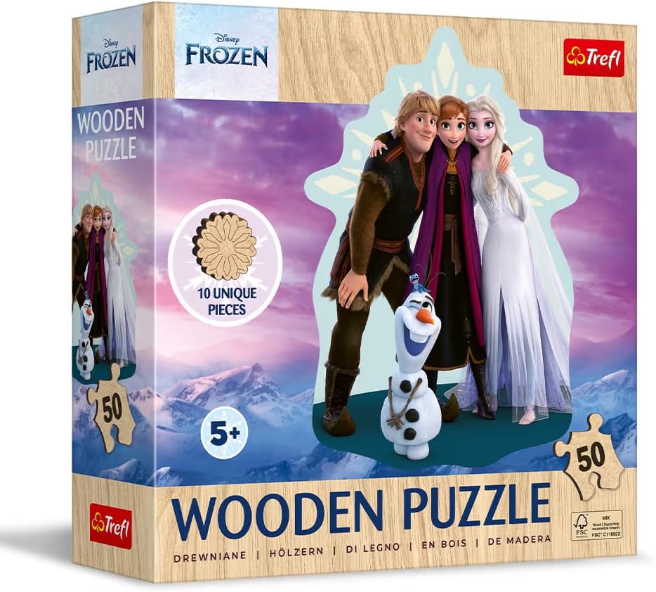 TREFL Favorite Frozen Wooden Contour Puzzle 50-Pieces