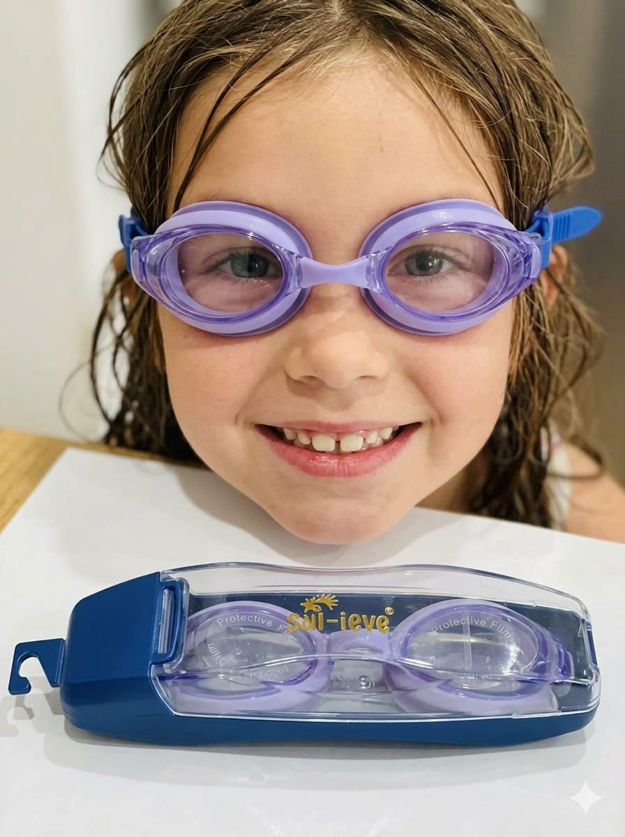 Kids' Anti-Fog Adjustable Swimming Goggles with Protective Travel Case