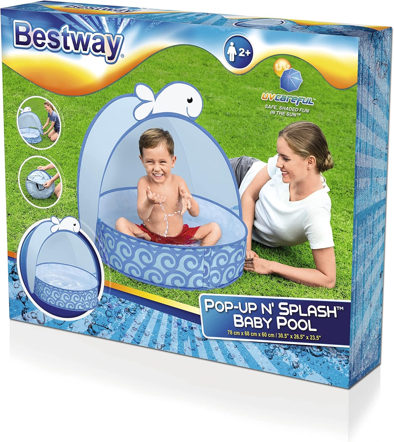 30.5" x 26.5" x 23.5"/78cm x 68cm x 60cm Pop-Up n' Splash Baby Pool