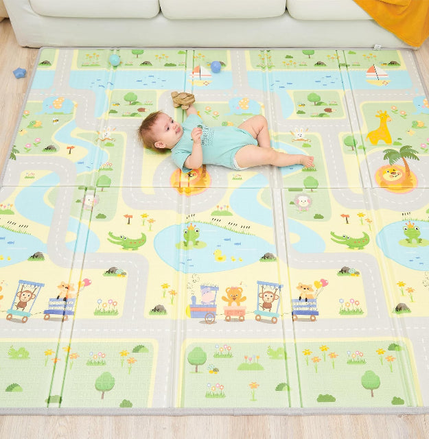Foldable Reversible Play Mat for Baby 160 x 180 x 1 cm - Thick Foam
