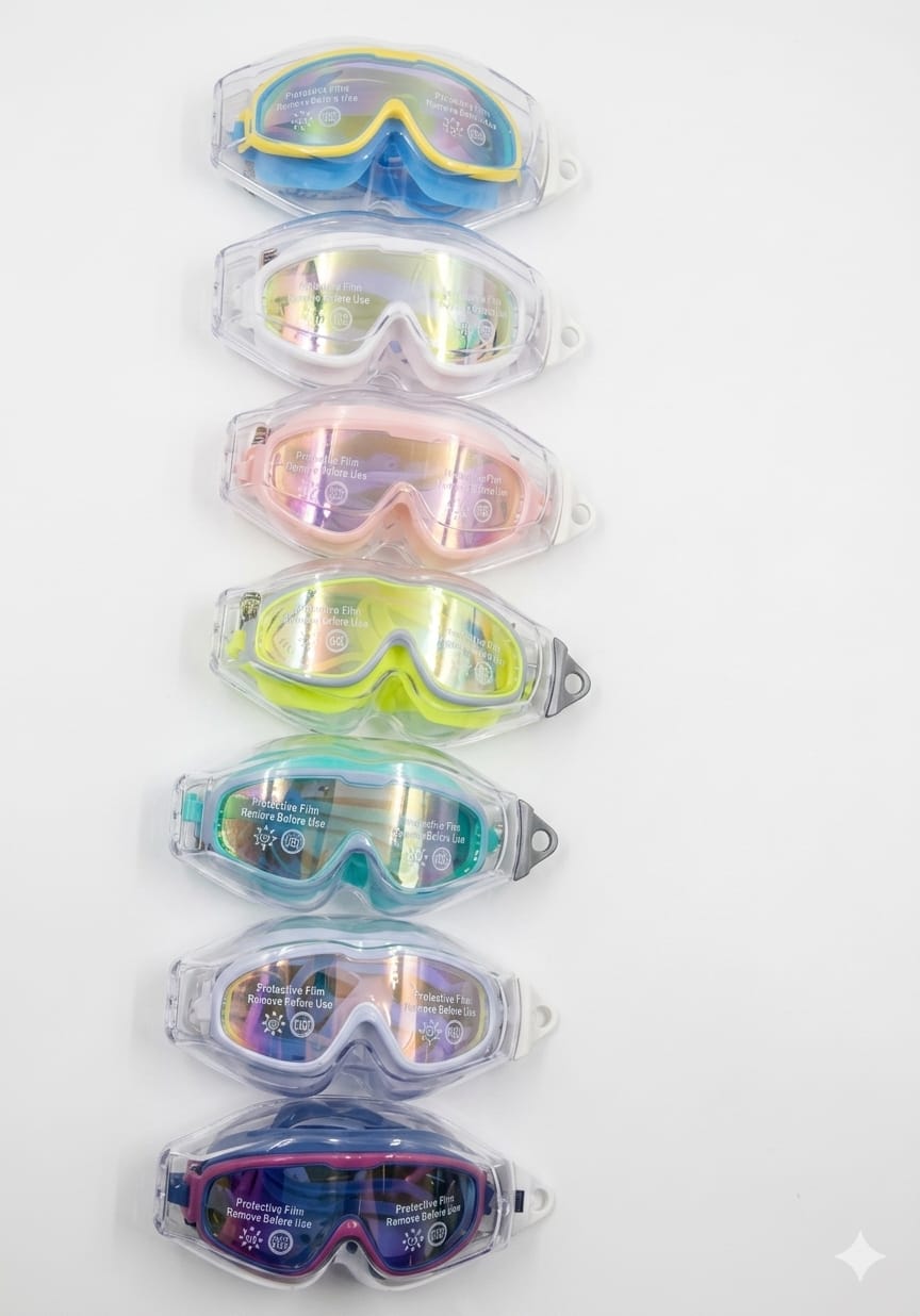 Kids' Panoramic Anti-Fog Swimming Goggles with Mirrored Lenses